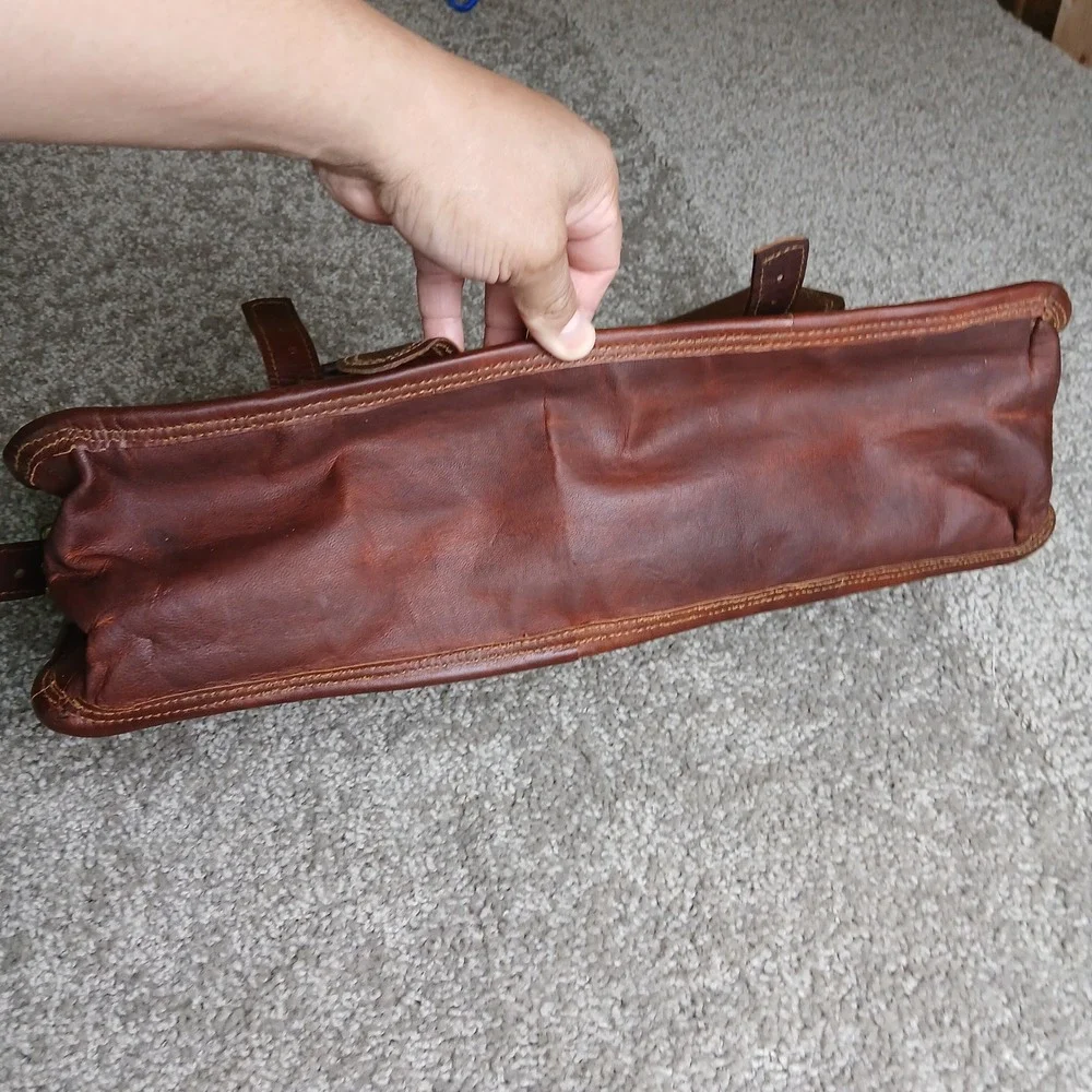 Cuero Brown Leather Messenger Bag Vintage Satchel Laptop Briefcase Work Bag